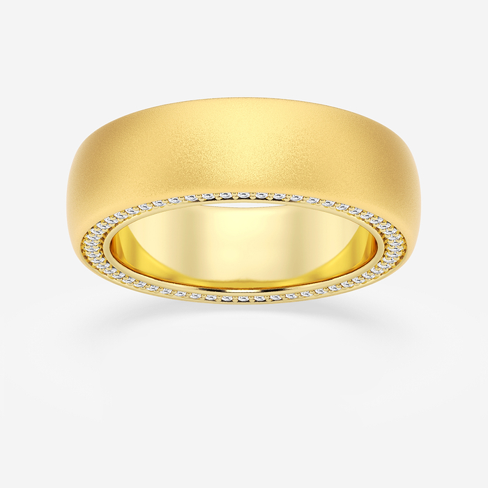 Domed Sandblast Band - 2/3 ctw Round Lab Grown Diamond 7mm Domed Sandblast Finish Eternity Band